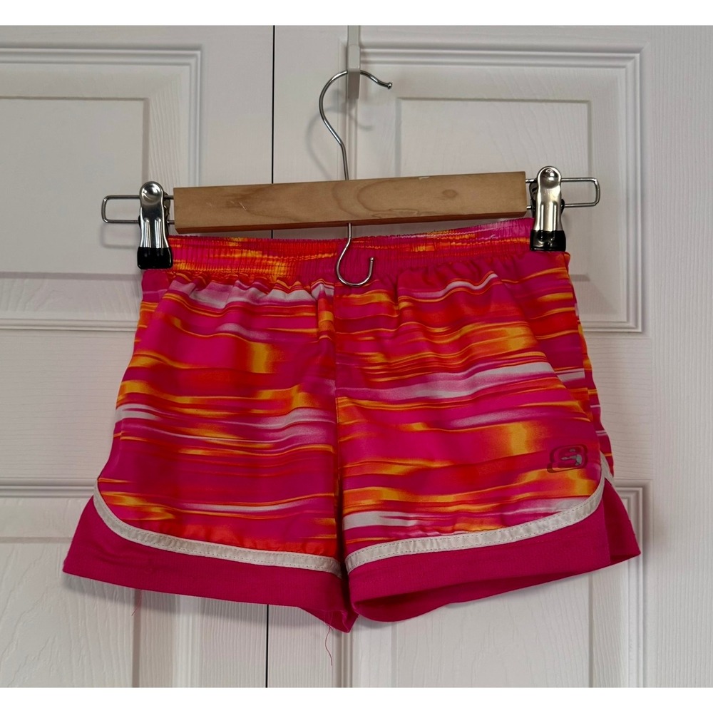 Skechers Active Kids Girls Athletic Shorts Pink Orange Swirl Print Size 7/8